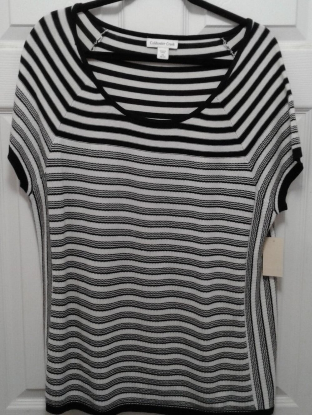 Coldwater Creek Black/White Stripped Sleeveless Blouse  Size 2X